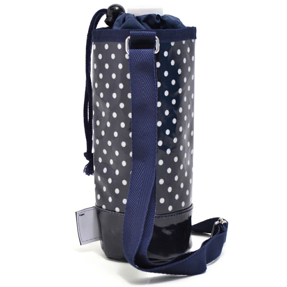 ペットボトルホルダー　ラミネート　水玉・紺_1