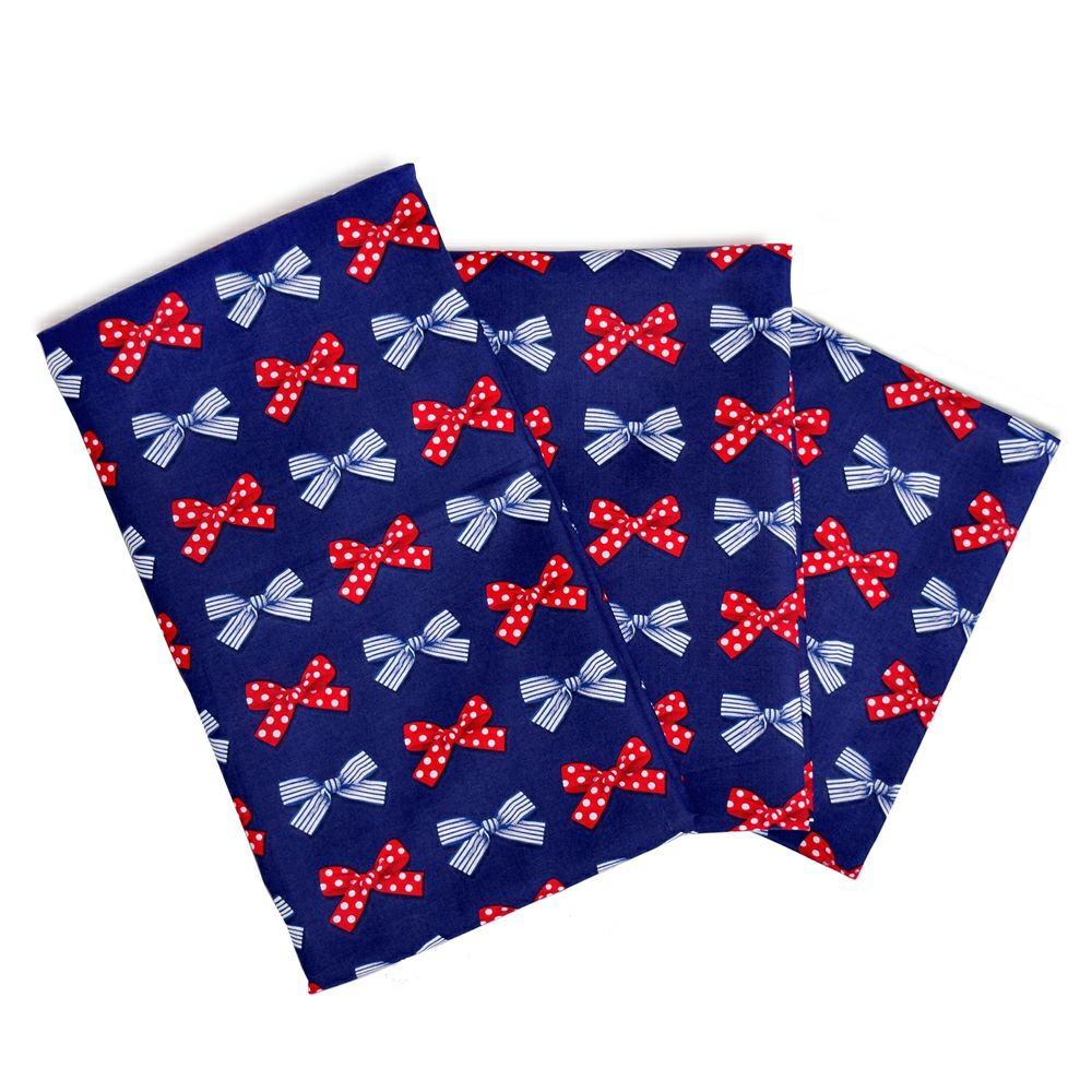 布団カバーセット　ポルカドットとストライプのフレンチリボン(スケアー地・ネイビー)_1