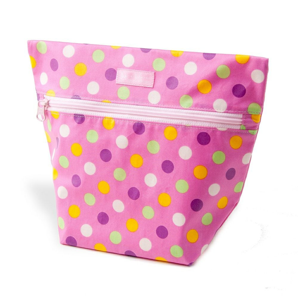消臭おむつポーチ　ファスナータイプ　カラフルキュートな大粒ドット(ピンク)_1