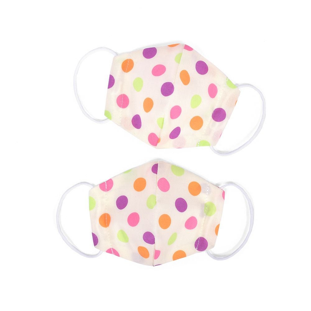 幼児用 マスク 2枚セット(銀イオン抗菌ガーゼ) カラフルキュートな大粒ドット（オフホワイト）_1