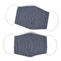 大人用 マスク  フリーサイズ 2枚セット(銀イオン抗菌ガーゼ) ピンストライプ・インディゴ_1